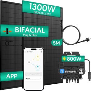 Zendure SolarFlow 800 - Micro-onduleur Hybride Intelligent 1200W MPPT, Rendement énergétique de 96%, Puissance AC bidirectionnelle de 800 W, avec Panneau Solaire Bi-facial 1300W (Installation Facile)