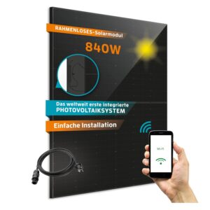 Kaiser® Kit solaire plug & play 800 W – Solution complète avec onduleur, panneaux solaires All Black, accessoires et câble de 7 m inclus, pilotable via application.