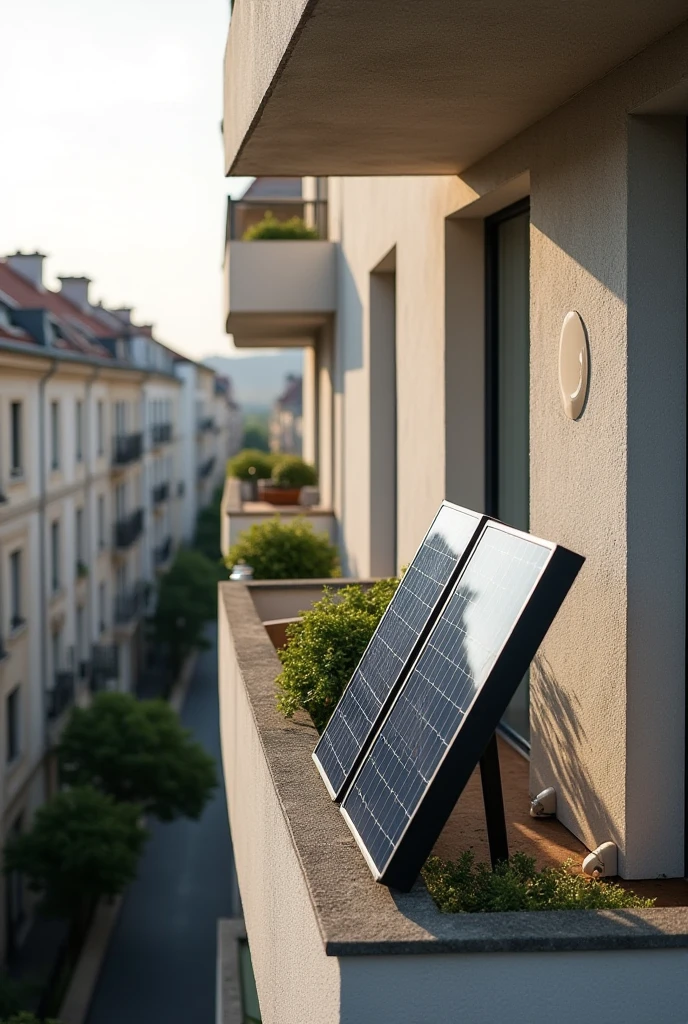 Panneau solaire sur balcon d'appartement en ville